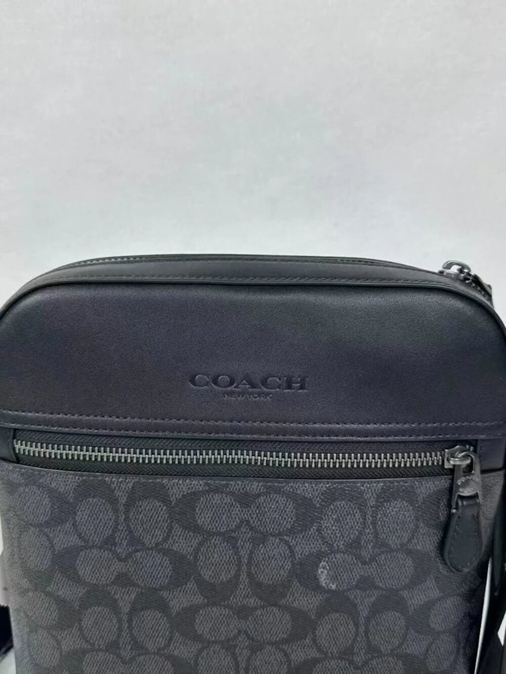 Coach Men's Houston Flight Bag In Signature Canvas/Charcoal/Black CZ398 NWT